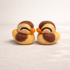 Needle felted duckling figurines from the duck family set