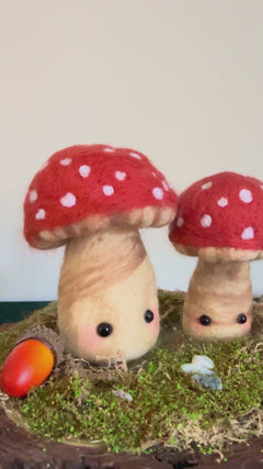 Woodland Toadstools – One-of-a-Kind Needle Felted Scene